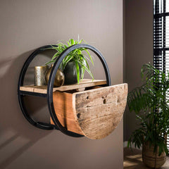 Wandschap Circular met lade - 50x25x50 cm - Hardhout