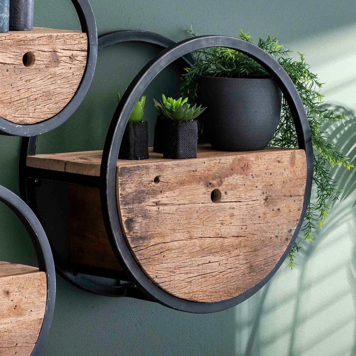 Wandschap Circular met lade - 50x25x50 cm - Hardhout