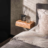 Nachtkastje met 1 lade - Set van 2 - 40x20x10 cm - Naturel - Acacia