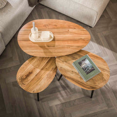 Salontafel Organisch - Set van 3 - 90x55x50 cm - Naturel - Acacia