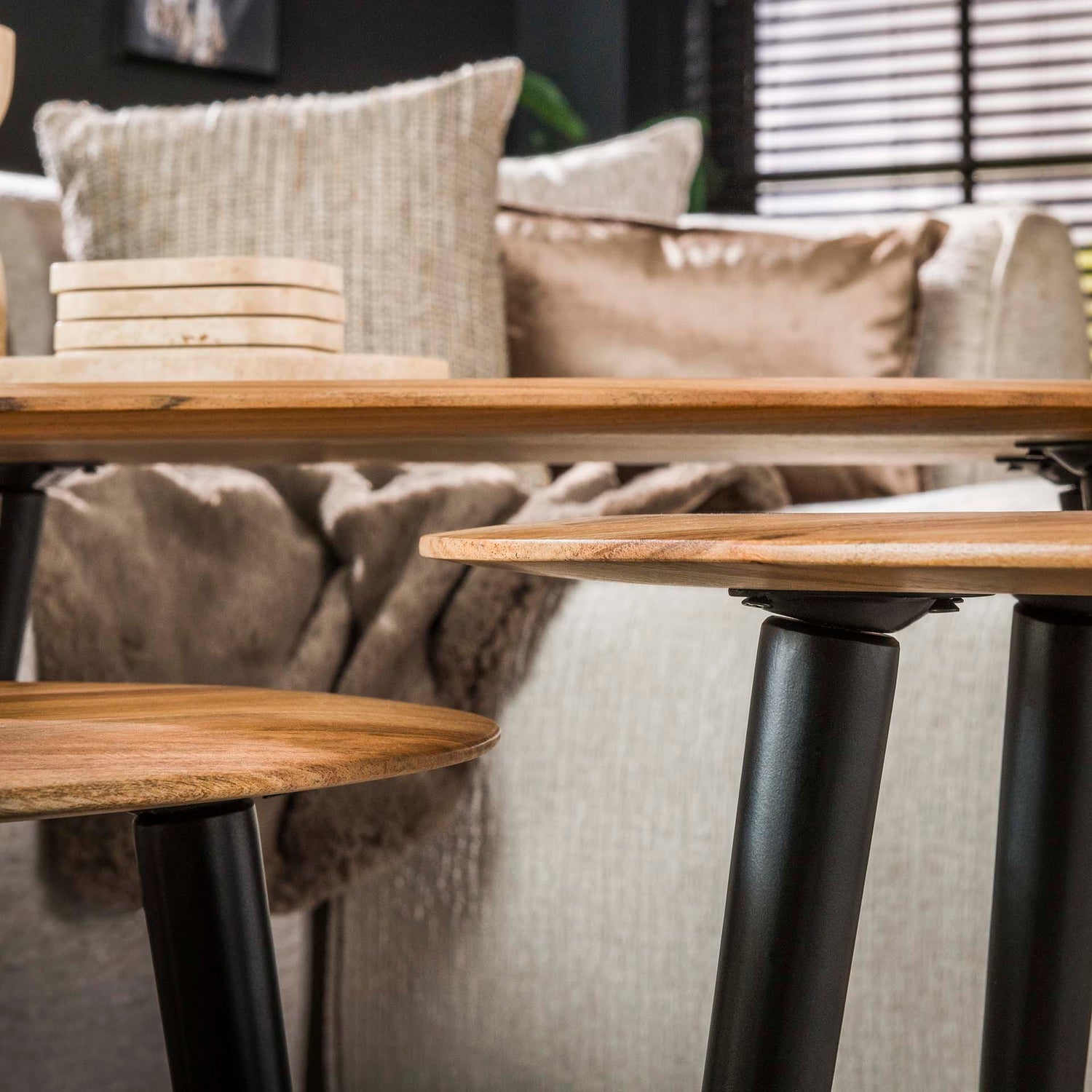 Salontafel Organisch - Set van 3 - 90x55x50 cm - Naturel - Acacia
