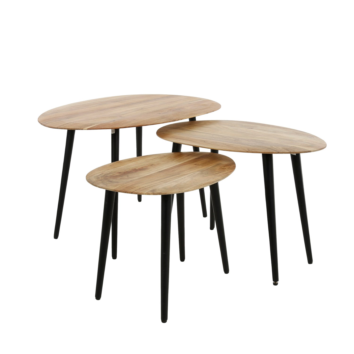 Salontafel Organisch - Set van 3 - 90x55x50 cm - Naturel - Acacia