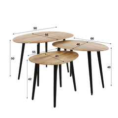 Salontafel Organisch - Set van 3 - 90x55x50 cm - Naturel - Acacia