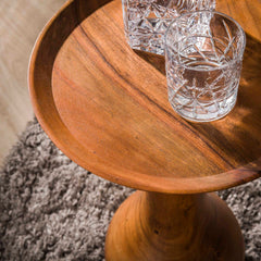 Bijzettafel massieve voet druppel - 35x35x59 cm - Naturel - Acacia