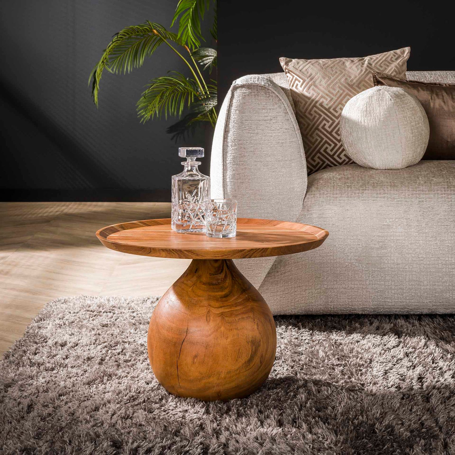 Salontafel Massieve Ronde Voet - 60x60x41 cm - Naturel - Acacia