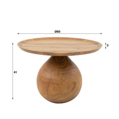 Salontafel Massieve Ronde Voet - 60x60x41 cm - Naturel - Acacia