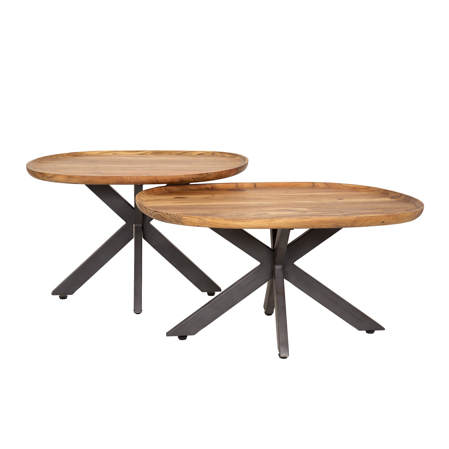 Salontafel Spider - Set van 2 - 70x48x45 cm - Naturel - Acacia