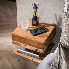 Nachtkastje met 1 lade Shelve - 35x31x27 cm - Naturel - Acacia