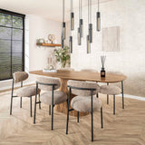 Eettafel Wave Centrale Poot - 215x105x77 cm - Zandkleur - Mango