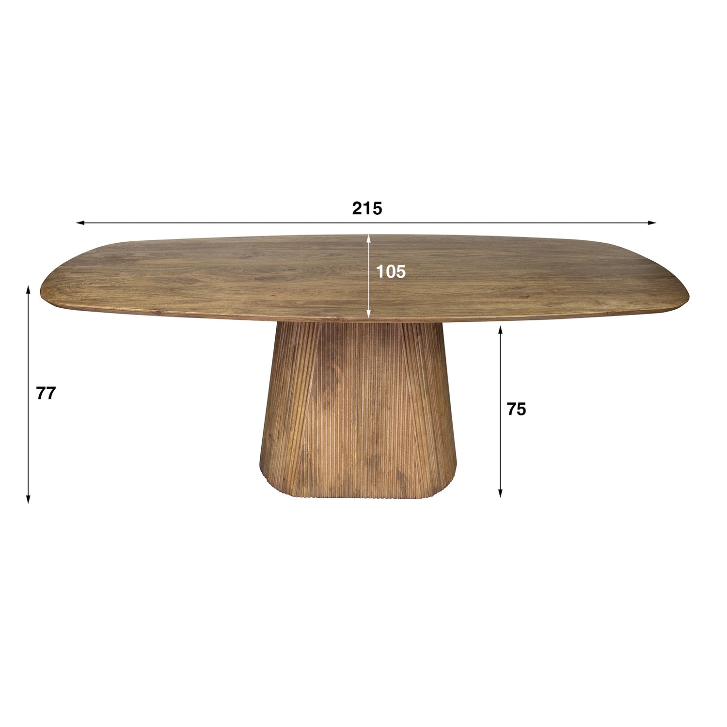 Eettafel Wave Centrale Poot - 215x105x77 cm - Zandkleur - Mango