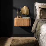 Nachtkastje Hangend met 1 lade Wave - 45x40x21 cm - Zandkleur - Mango