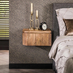 Nachtkastje Set Wave L+R Afgerond - 40x35x20 cm - Zandkleur - Mango