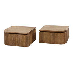 Nachtkastje Set Wave L+R Afgerond - 40x35x20 cm - Zandkleur - Mango