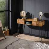 Kaptafel met 2 lampen Wave - 110x40x77 cm - Zandkleur - Mango