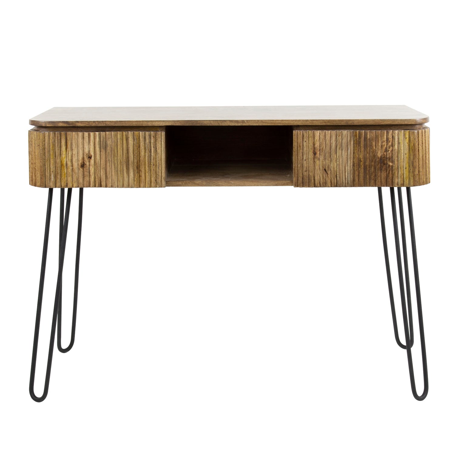 Kaptafel met 2 lampen Wave - 110x40x77 cm - Zandkleur - Mango