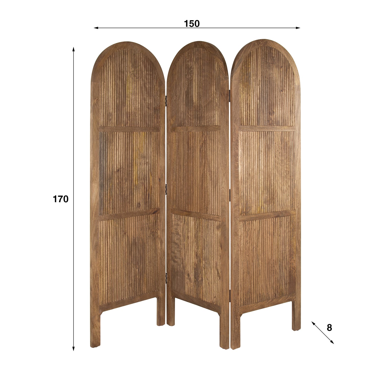 Roomdivider Wave 3-Delig - 150x8x170 cm - Zandkleur - Mango