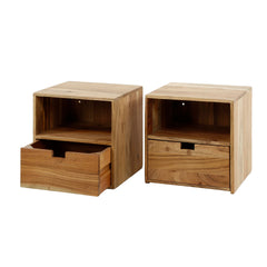 Nachtkastje XS Hangend Flat - Set van 2 - 30x25x30 cm - Naturel - Acacia