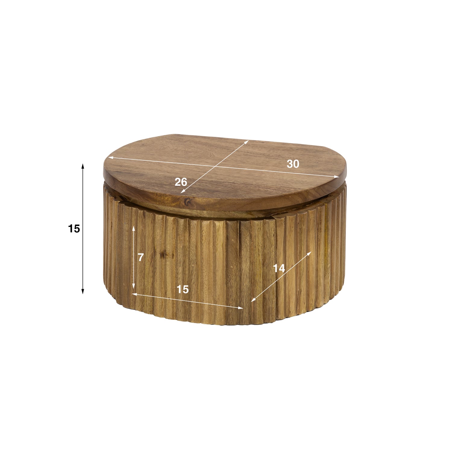 Nachtkastje Wave XS Zwevend Rond met 1 lade - 30x26x15 cm - Zand - Mango