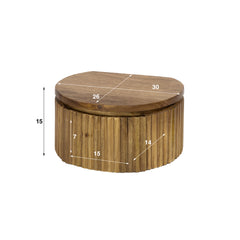 Nachtkastje Wave XS Zwevend Rond met 1 lade - 30x26x15 cm - Zand - Mango