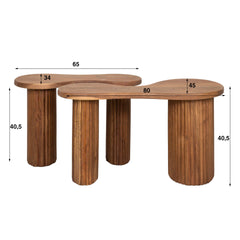 Salontafel Fuse - Set van 2 - 80x45x41 cm - Naturel - Acacia