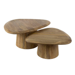 Salontafel Wave - Driehoekig blad - Set van 2 - Zandkleur - Mango