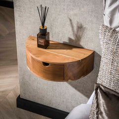 Nachtkastje 1L Curve - 41x20x12 cm - Naturel - Acacia