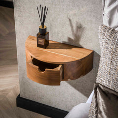 Nachtkastje 1L Curve - 41x20x12 cm - Naturel - Acacia