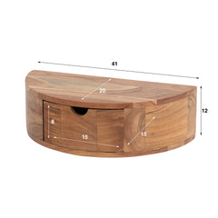 Nachtkastje 1L Curve - 41x20x12 cm - Naturel - Acacia