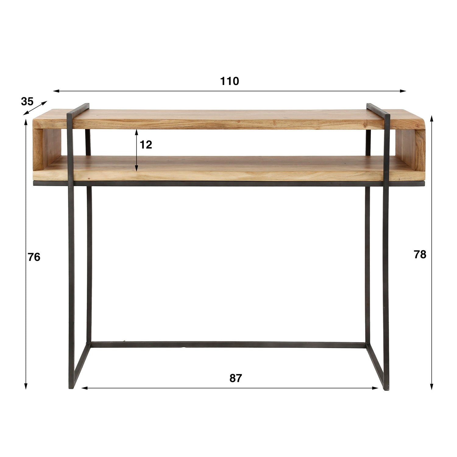 Kaptafel Open Vak Edge - 110x35x76 cm - Naturaal - Acacia
