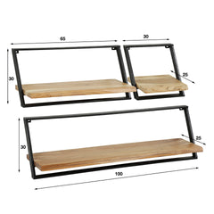 Wandschap Lean - Set van 3 - 100x25x30 cm - Acacia Naturel