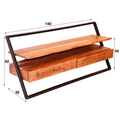 TV-meubel Lean 2L - 140x35x62 cm - Naturel - Acacia