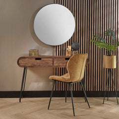 Kaptafel met 2 Laden Barrel - 120x30x76 cm - Zandkleur - Mango