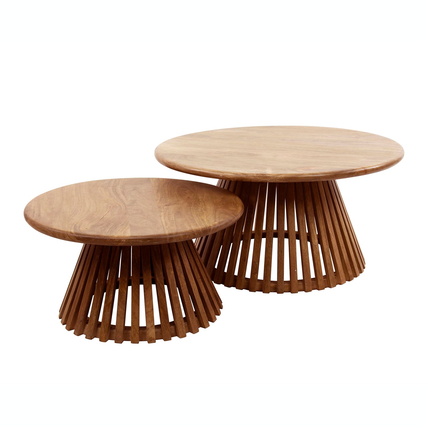 Salontafel Tweak Conish - Set van 2 - 80x80x40 cm - Zandkleur - Mango