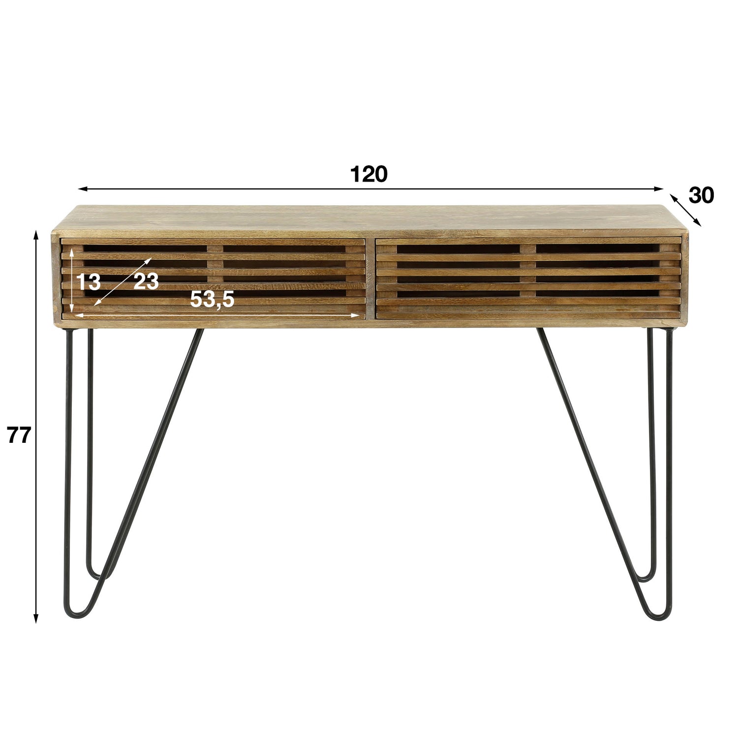 Kaptafel met 2 Lampen Tweak - 120x30x77 cm - Zandkleur - Mango