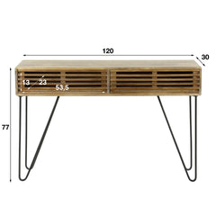 Kaptafel met 2 Lampen Tweak - 120x30x77 cm - Zandkleur - Mango