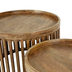 Salontafel Tweak - Set van 2 - 65x65x40 cm - Zandkleur - Mango