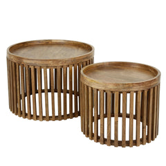 Salontafel Tweak - Set van 2 - 65x65x40 cm - Zandkleur - Mango