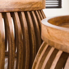 Salontafel Tweak Curve - Set van 2 - 78x78x40 cm - Zandkleur - Mango