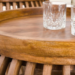 Salontafel Tweak Curve - Set van 2 - 78x78x40 cm - Zandkleur - Mango