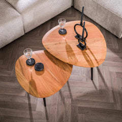 Salontafel Driehoek Organisch - Set van 2 - 75x73x40 cm - Naturel - Acacia