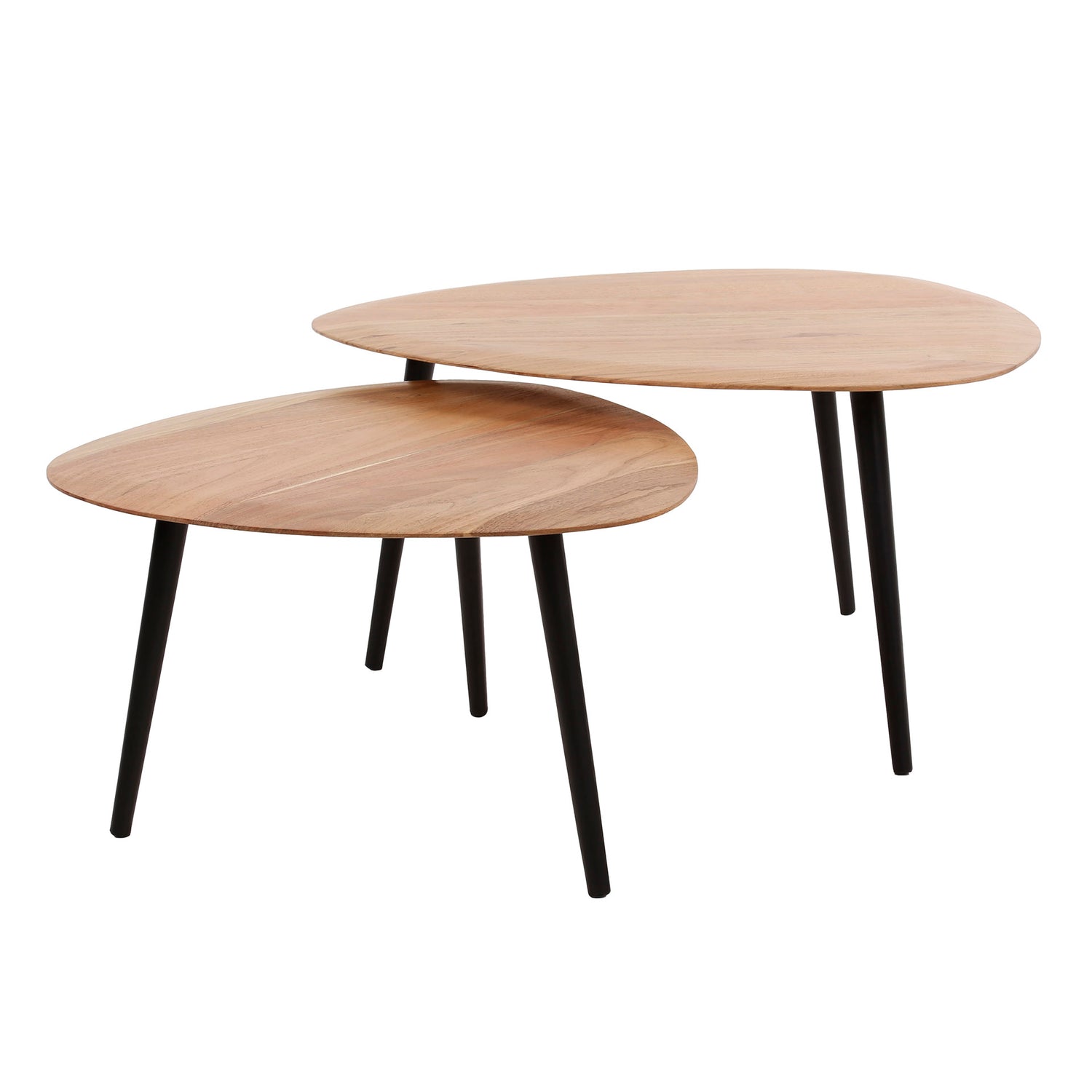 Salontafel Driehoek Organisch - Set van 2 - 75x73x40 cm - Naturel - Acacia