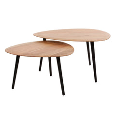 Salontafel Driehoek Organisch - Set van 2 - 75x73x40 cm - Naturel - Acacia