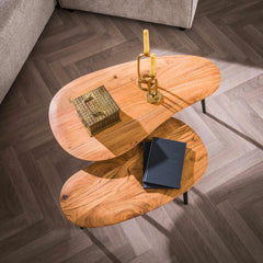 Salontafel Niervormig Organisch - Set van 2 - 90x50x40 cm - Naturel - Acacia