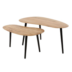 Salontafel Niervormig Organisch - Set van 2 - 90x50x40 cm - Naturel - Acacia