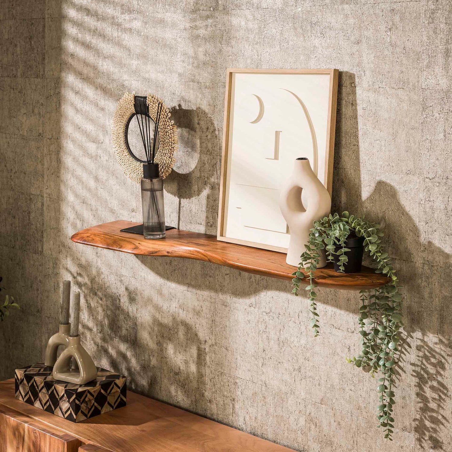 Wandplank 120 Organic - 120x20x4 cm - Naturel - Acacia