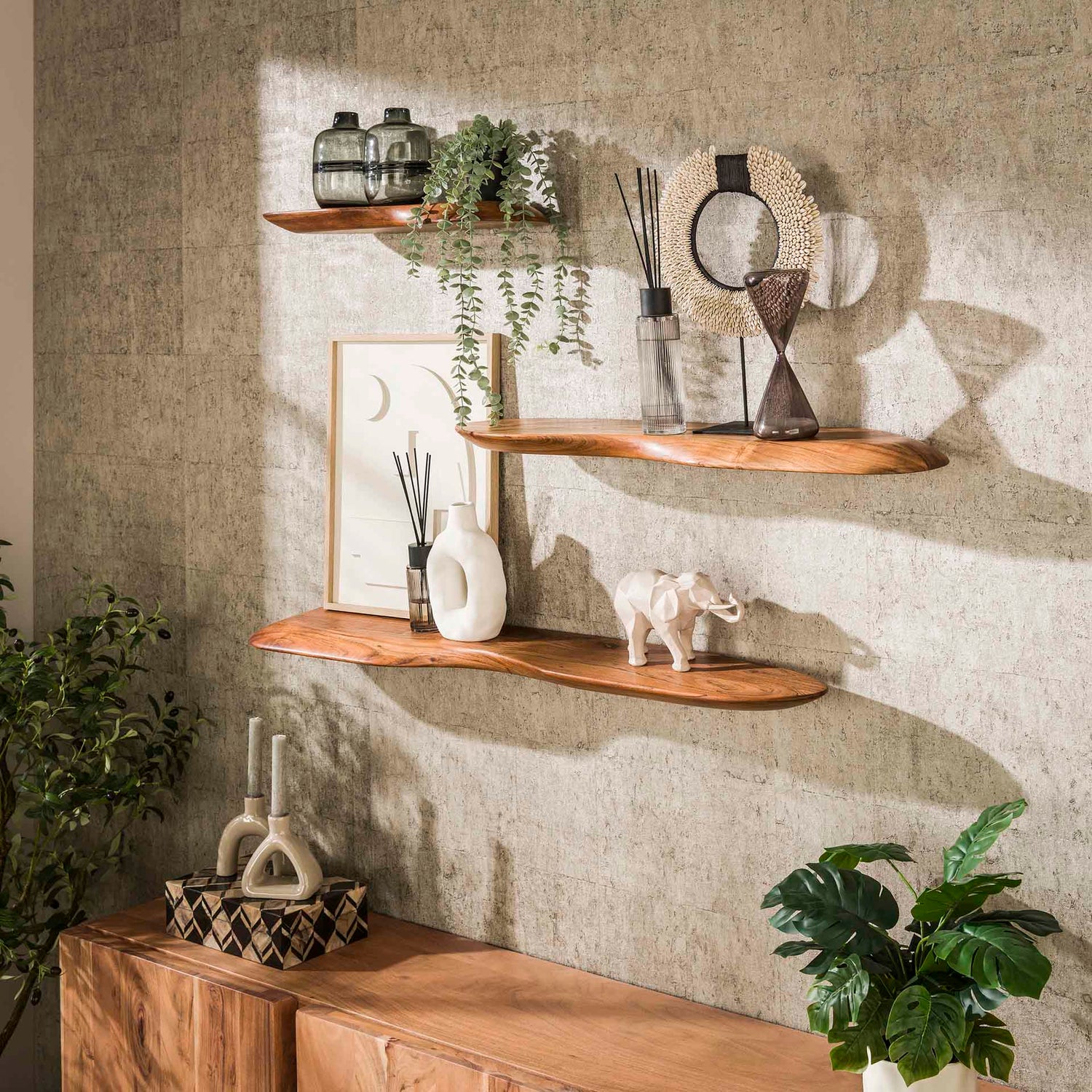 Wandplank 120 Organic - 120x20x4 cm - Naturel - Acacia