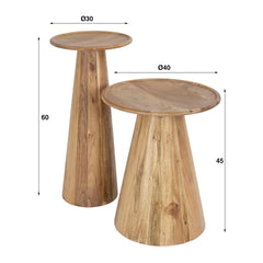 Bijzettafel Cone - Set van 2 - 30x30x60 cm - Acacia