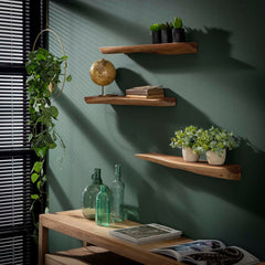 Wandschap Edge 60cm - Set van 3 - 60x13x4 cm - Naturel - Acacia