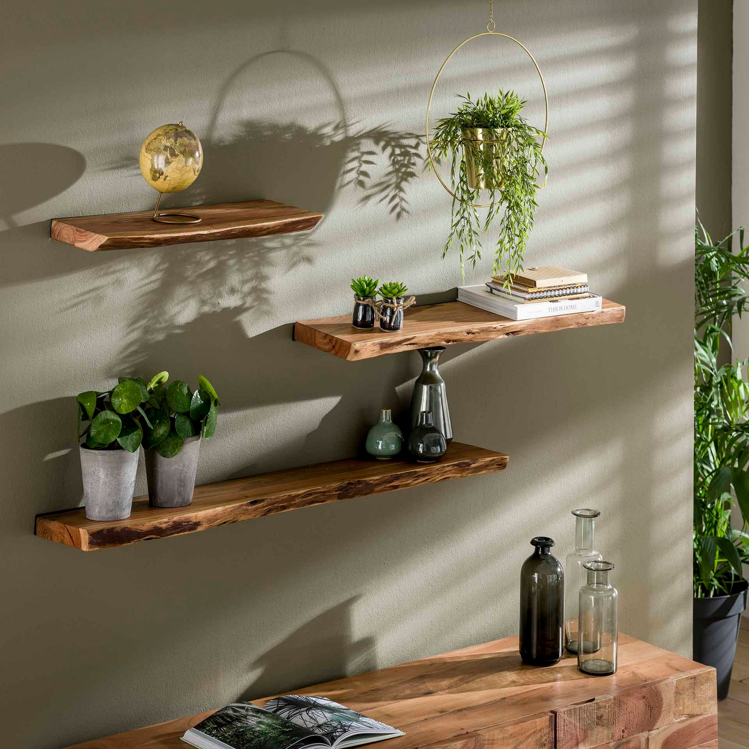 Wandplank 90 Edge - 90x20x4 cm - Acacia Naturaal