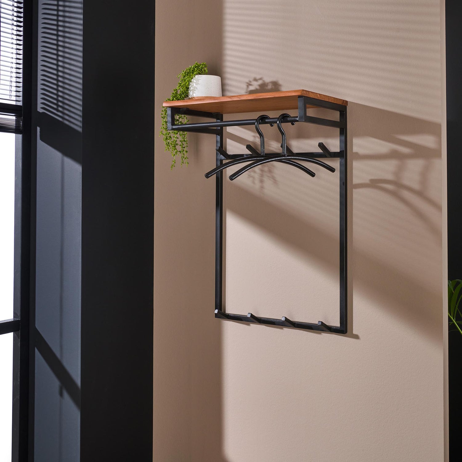 Kapstok Custom Hoog met 2x4 Haken - 55x33x80 cm - Naturel - Acacia